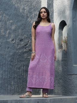 HANDME - Lavender Georgette Chikankari Embroidered Kurta