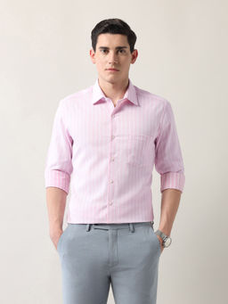 Arrow - Men Vertical Striped Pure Cotton Pink Shirt