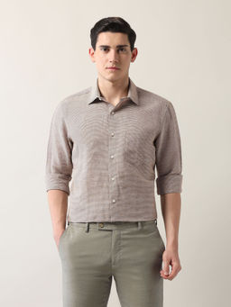 Arrow - Men Houndstooth Liberty Regular Fit Brown Shirt