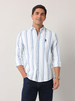 U.S. Polo Assn. Denim Co. - Men Regular Fit Pure Cotton Blue Shirt