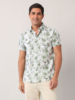 U.S. Polo Assn. Denim Co. - Men Floral Printed Poplin Green Shirt