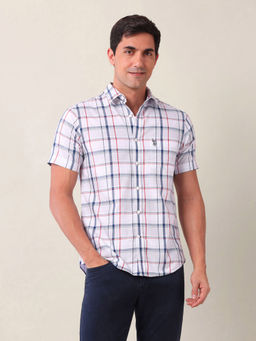 U.S. POLO ASSN. - Men Grid Tattersall Checked Dobby Blue Shirt