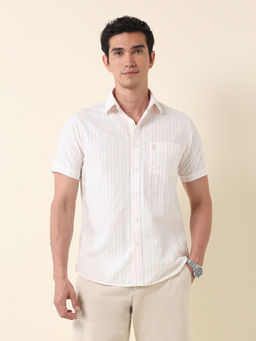 U.S. POLO ASSN. - Men Vertical Striped Tailored Fit Pink Shirt