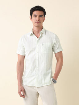 U.S. POLO ASSN. - Men Tailored Fit Vertical Striped Green Shirt