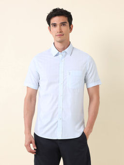 U.S. POLO ASSN. - Men Solid Tailored Fit Blue Shirt