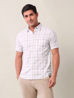 U.S. POLO ASSN. - Men Grid Tattersall Checked Tailored Fit Pink Shirt