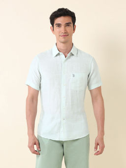 U.S. POLO ASSN. - Men Tailored Fit Solid Green Shirt