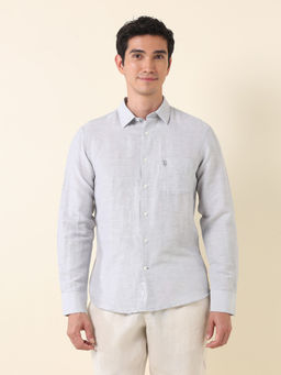 U.S. POLO ASSN. - Men Tailored Fit Solid Grey Shirt