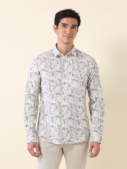 U.S. POLO ASSN. - Men All Over Floral Printed Tailored Fit Grey Shirt