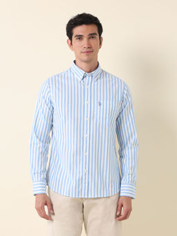U.S. POLO ASSN. - Men Vertical Striped Oxford Blue Shirt