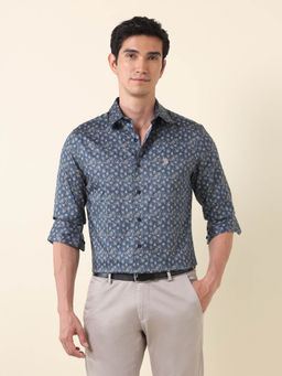 U.S. POLO ASSN. - Men Tailored Fit Geometric Blue Shirt