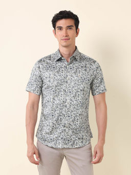 U.S. POLO ASSN. - Men All Over Printed Satin Grey Shirt
