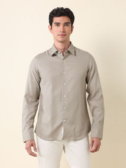 U.S. POLO ASSN. - Men Solid Tailored Fit Khaki Shirt