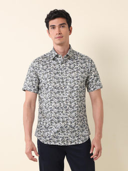 U.S. POLO ASSN. - Men All Over Floral Printed Tailored Fit White Shirt