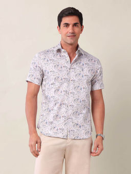 U.S. POLO ASSN. - Men Geometric Tailored Fit White Shirt