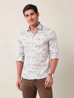 U.S. POLO ASSN. - Men Geometric Tailored Fit White Shirt