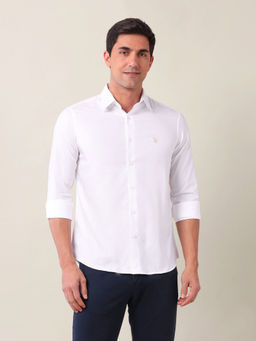 U.S. POLO ASSN. - Men Solid Dobby Lavender Shirt