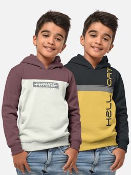 HELLCAT - Trendy Printed Multi-Colour Full Sleeve Hoodies For Boys (Pack of 2)