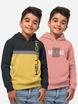 HELLCAT - Trendy Printed Multi-Colour Full Sleeve Hoodies For Boys (Pack of 2)