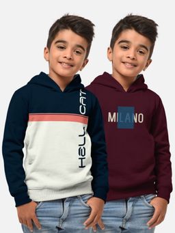 HELLCAT - Trendy Printed Multi-Colour Full Sleeve Hoodies For Boys (Pack of 2)