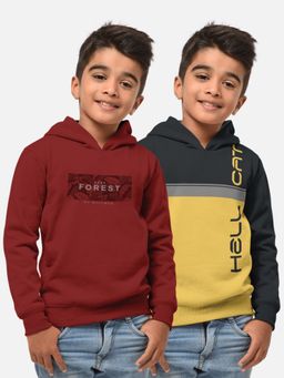 HELLCAT - Trendy Printed Multi-Colour Full Sleeve Hoodies For Boys (Pack of 2)