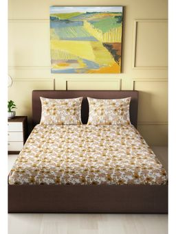 Happy Hues - Tussah King Size Bed Sheet With 2 Cushion Covers 100% Cotton 180 Tc