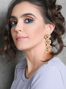 Odette - 3 Layered Flowers With Multicolour Rhinestones