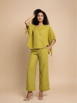 AOBA - Green Linen Oversized Top Co-Ord (Set of 2)