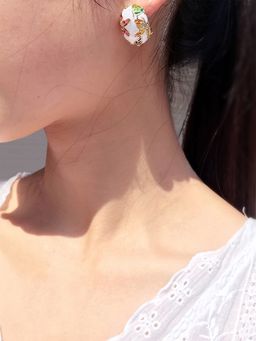 Yellow Chimes - Gold Toned Elegant Handcrafted Multicolor Hinged Tube Hoop Earrings