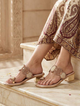 Global Step - Pearlglam Toe-Ring Rose Gold Heels