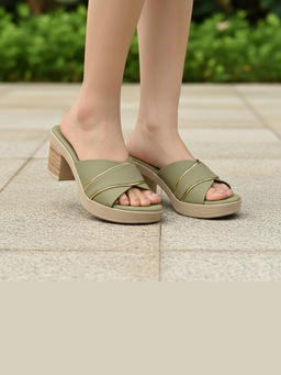 Global Step - Luxe Stride Block Green Heels