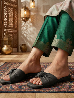 Global Step - Soft Knot Comfort Grey Open Toe Flats