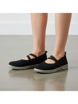 Global Step - Soft Knit Black Ballerinas