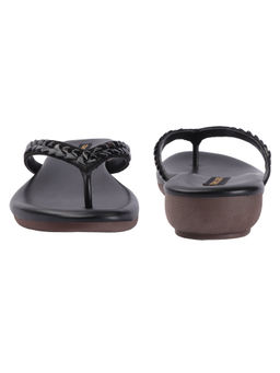 D'Shoe Lounge - Women Embellished Black T-Strap Flats