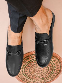 Pelle Albero - Black Leather Comfortable Mules