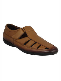 Pelle Albero - Men Tan Leather Formal Slip-On Shoes