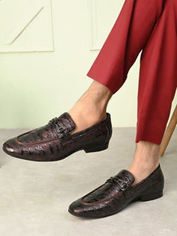 Pelle Albero - Men Cherry Colour Leather Mocassin Shoes