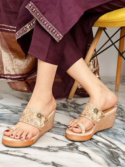 Pelle Albero - Women Embellished Pink Wedges Heel
