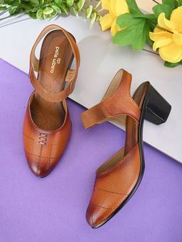 Pelle Albero - Tan Leather Black Heels