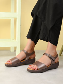 Pelle Albero - Copper Colour Orthopedic Flat Sandals
