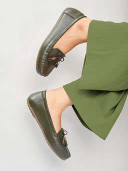 Pelle Albero - Women Leather Green Loafers