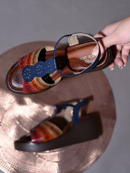 Pelle Albero - Women Blue Leather Slip-On Wedges Heel
