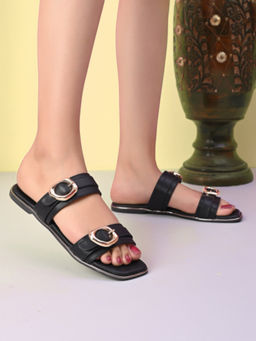 Pelle Albero - Women Black Colour Lightweight Flat Sandals