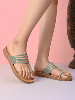 Pelle Albero - Women Green Colour MaxComfort Flat Sandals