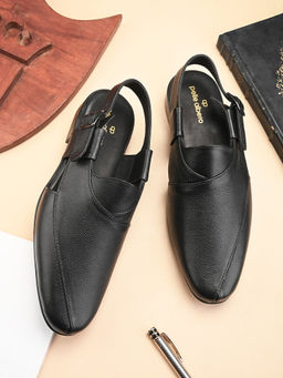 Pelle Albero - Black Genuine Leather Casual Sandals