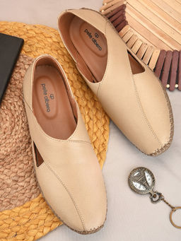 Pelle Albero - Beige Textured Leather Shoe-Style Sandals