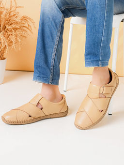 Pelle Albero - Beige Leather Comfort Sandal