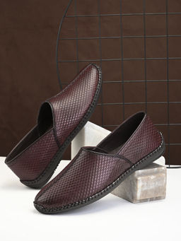 Pelle Albero - Men'S Brown Genuine Leather Slip-On Casual Mojari
