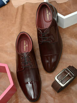 Pelle Albero - Men Cherry Red Formal Derbys Shoes