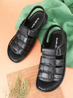 Pelle Albero - Black Leather Sandals for Men